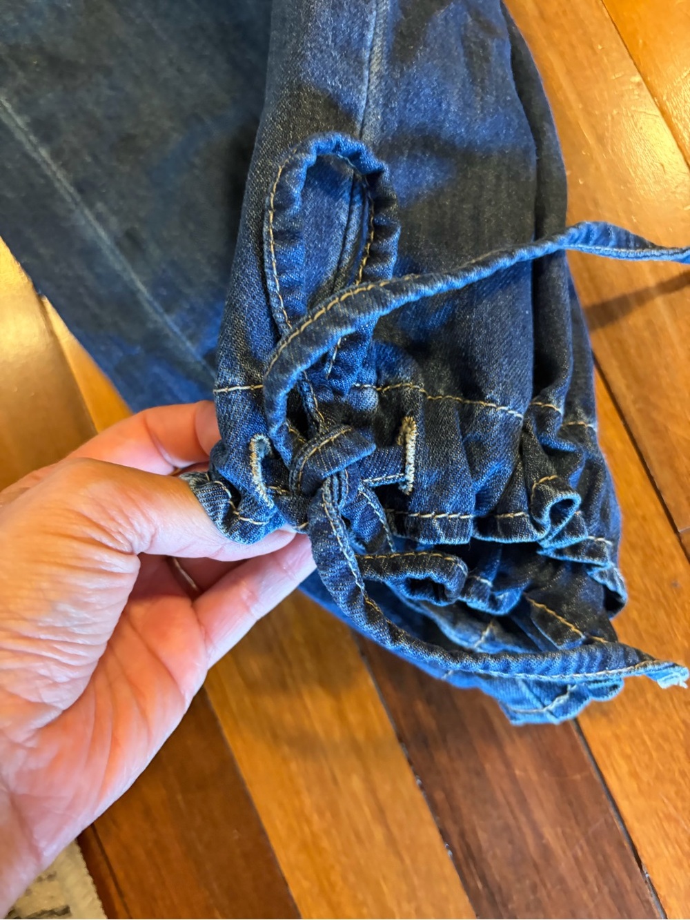 VERVET Drawstring Hem Balloon Leg Jeans Cargo Pockets - Picture 7 of 9